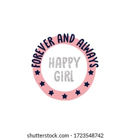 circle line pink star glitter text tee illustration art vector