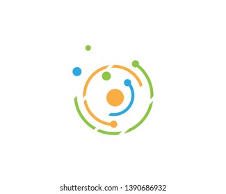 Circle line round technology logo vector