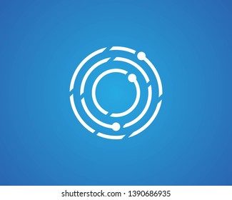 Circle line round technology logo vector