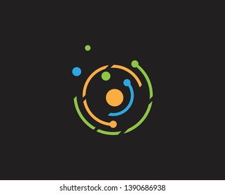Circle line round technology logo vector