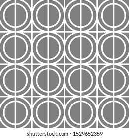 circle line seamless pattern background. Vector illustration style grey and white