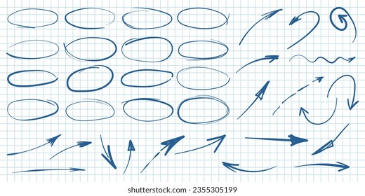 Circle line sketch and arrow icon in hand drawn style. Circular scribble doodle vector illustration on isolated background. Pencil or pen bubble sign business concept.