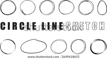 Circle line sketch, hand drawn circle, circle drawing and doodle circle set collection.