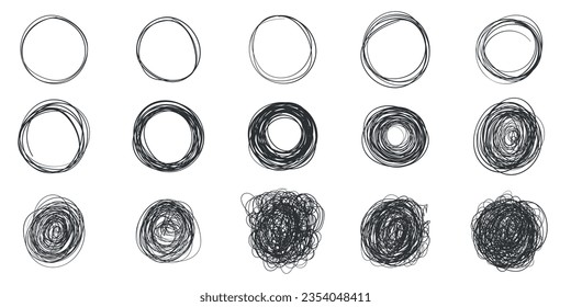 Circle line sketch icon in hand drawn style. Circular scribble doodle vector illustration on isolated background. Pencil or pen bubble sign business concept.