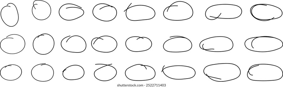 Icono de boceto de línea circular en estilo dibujado a mano. Ilustración vectorial de garabato circular.eps 10