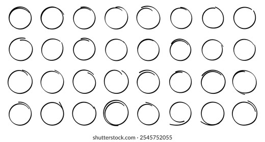 Circle line sketch icon in hand drawn style. Circular scribble doodle vector illustration isolated on white background. Pencil or pen bubble sign business concept.