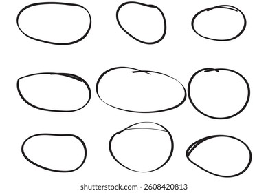 Circle line sketch icon in hand drawn style. Circular scribble doodle vector illustration on isolated background. Pencil or pen bubble sign business concept.