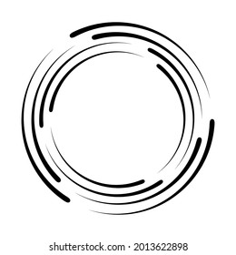 Circle line spiral. Frame randomly lines. Futuristic ring with effect halftone. Border curved. Abstract faded circle. Semitone wavy shapes spin rounded. Circular radial boarder. Swirl patern. Vector