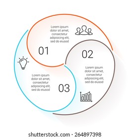 Circle line stroke infographic.Template for cycle diagram, graph, presentation and round chart. Business concept with 3 options, parts, steps or processes. Linear graphic.