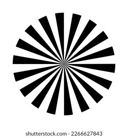 Círculo. Rayo luminoso solar. Rayo negro aislado sobre fondo blanco. Patrón de historietas. Rayos de efecto solar. Elemento de concentración abstracta. Estilo de las caricaturas. Líneas de historietas. Estrella divertida. Ilustración del vector