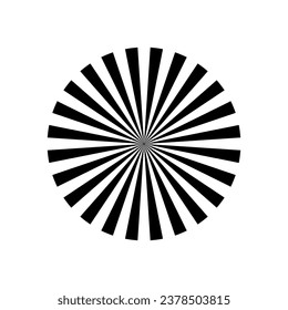 Circle line. Sunshine light ray. Black beam isolated on white background. Comic pattern. Sun effect rays. Abstract concentration element. Cartoons style. Comics lines. Fun star. Vector illustration