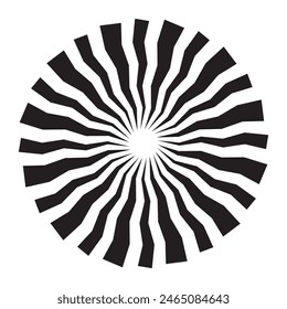 Círculo. Rayo de luz del sol. Haz negro. Patrón cómico. Rayos de efecto sol. elemento de concentración Abstractas. Estilo de caricaturas. Líneas de historietas. Estrella divertida. aislada sobre fondo blanco.  EPS 10
