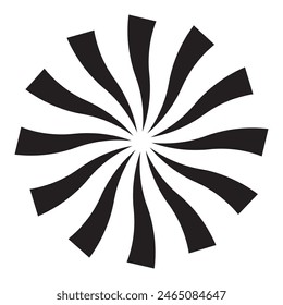 Círculo. Rayo de luz del sol. Haz negro. Patrón cómico. Rayos de efecto sol. elemento de concentración Abstractas. Estilo de caricaturas. Líneas de historietas. Estrella divertida. aislada sobre fondo blanco.  EPS 10