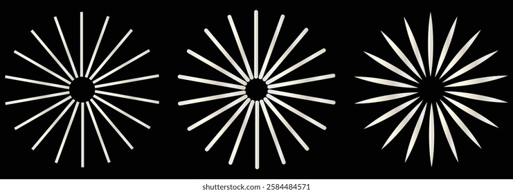 Circle line. Sunshine light ray. Black beam isolated Comic pattern. Sun effect rays. Radial circle lines vector illustration eps 888.