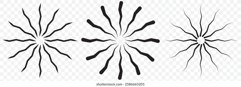 Circle line. Sunshine light ray. Black beam isolated Comic pattern. Sun effect rays. Radial circle lines vector illustration EPS 10.