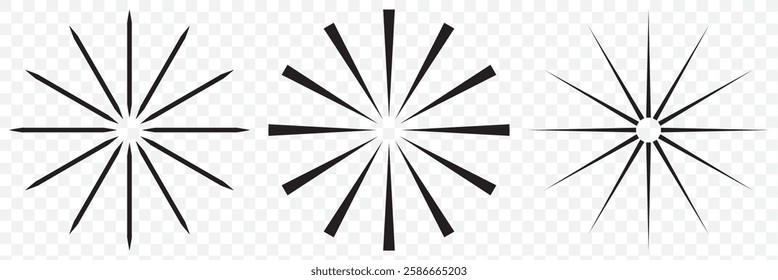 Circle line. Sunshine light ray. Black beam isolated Comic pattern. Sun effect rays. Radial circle lines vector illustration EPS 10.