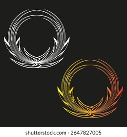 Circle line swirls. Abstract wireframe rings. Organic motion forms. Vector chaotic elements.