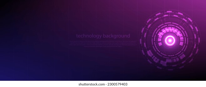Circle and line technology abstract technology innovation concept vector blue and pink background and glowing light 