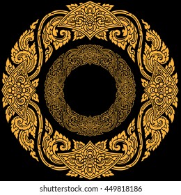 Circle Line Thai Design, Gold And Black , Vector
