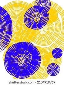 Circle line vector illustration in blue and yellow colours 