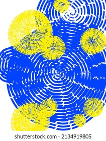 Ilustración vectorial de línea circular en colores azul y amarillo 