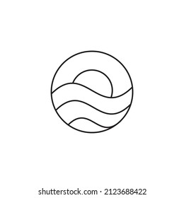 circle line waves logo design vector.