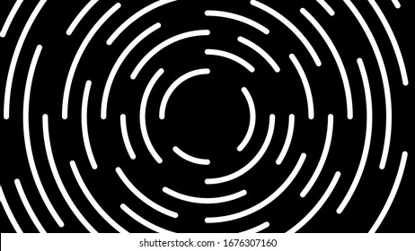 circle line white swirl burst on black background, swirl circle art line spiral shape, cycle spiral shape for technology concept, ripple lines graphic circle round, wave line twist and motion effect