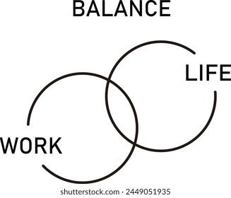 Círculo con palabra de trabajo y vida