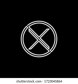 Circle line x logo design template for business company and brand