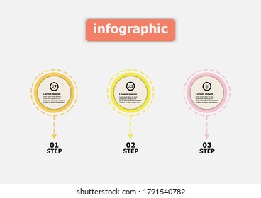 Plantilla de diseño lineal de círculo para ilustración. Planear presentación de diseño plantilla de infografía de negocios con 3 opciones. Diseño de concepto creativo utilizado para banner web, diseño, flujos de trabajo, diagrama de flujo.