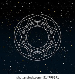 Circle Linear pattern. Geometric cosmic frame. Astronomical concept.
