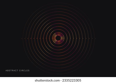 Líneas de círculo con anillos abstractos, ripple. Fondo 3D Línea mínima moderna de vectores para anuncios, cubierta, promoción de marca, pancarta. Patrón de líneas de vibración dinámicas.