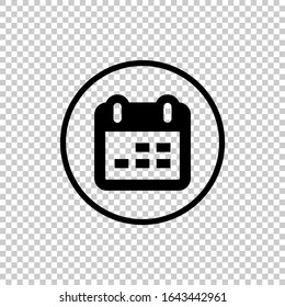 circle lines with calendar icon flat vector on transparent background
