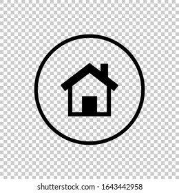 circle lines home icon flat vector on transparent background