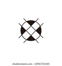 Circle, lines, letter x geometric symbol simple logo vector