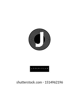 circle lines logo letter J simple design concept.