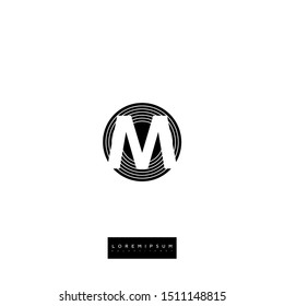 circle lines logo letter M simple design concept.