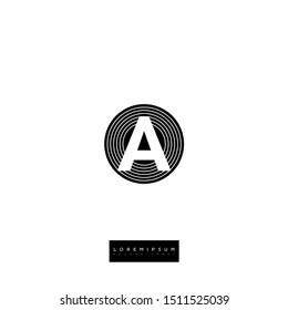 circle lines logo letter A simple design concept.