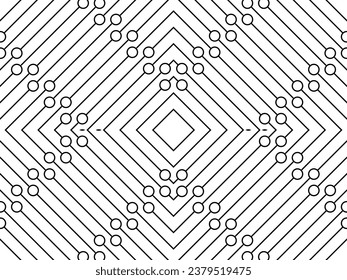 Circle and Lines Motifs Pattern, can use for Background, Fashion, Fabric, Textile, Wallpaper, Cover, Tile, Carpet Pattern, Wrapping and or for Graphic Design Element. Vector Illustration