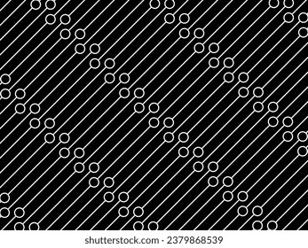 Patrón de motivos de círculo y líneas, puede utilizarse para el fondo, la moda, la tela, el textil, el papel tapiz, la cubierta, el mosaico, el patrón de alfombras, el envolvimiento y o para el elemento de diseño gráfico. Ilustración vectorial