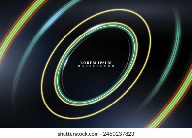 Circle lines neon light background. Vector illustration.