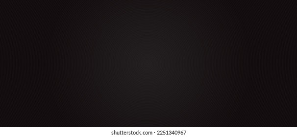 Circle lines pattern on black background. Circle lines pattern for backdrop, brochure, wallpaper template. Realistic lines with repeat circles texture. Simple geometric background, vector illustration