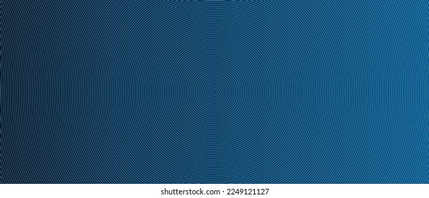 Circle lines pattern on blue background. Circle lines pattern for backdrop, brochure, wallpaper template. Realistic lines with repeat circles texture. Simple geometric background, vector illustration