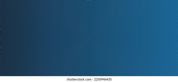 Circle lines pattern on blue background. Circle lines pattern for backdrop, brochure, wallpaper template. Realistic lines with repeat circles texture. Simple geometric background, vector illustration