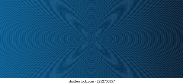 Circle lines pattern on blue background. Circle lines pattern for backdrop, brochure, wallpaper template. Realistic lines with repeat circles texture. Simple geometric background, vector illustration
