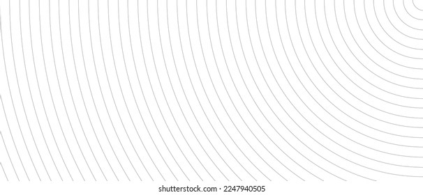 Circle lines pattern on white background. Circle lines pattern for backdrop, brochure, wallpaper template. Realistic lines with repeat circles texture. Simple geometric background, vector illustration
