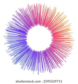 Circle lines pattern with vibrant gradient colors—ideal for cosmetics, fashion, textile design, technology branding, and wellness. Perfect for digital art, packaging, marketing. Icon, Background