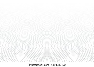 Circle lines pattern. White textured background. Diminishing perspective view. Vector art.