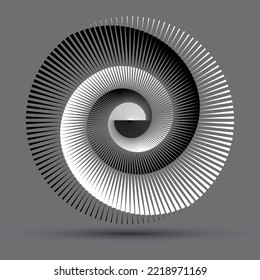 Circle with lines in spiral. Abstract modern art lines background. Yin and Yang symbol.