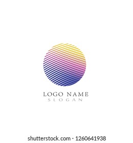 Circle Lines & Stripes Logo. Icon & Symbol Vector Template.